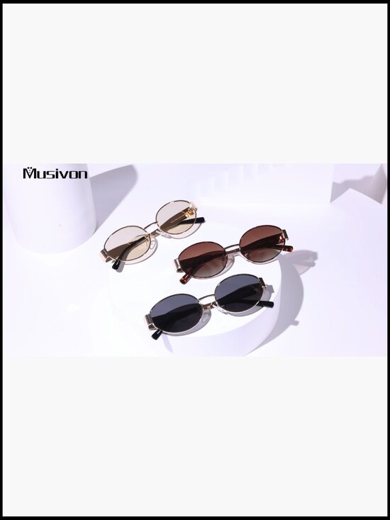 Metal Frame Retro Oval Polarized Sunglasses UV400 Protection